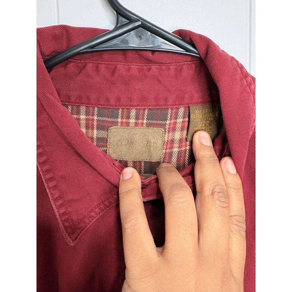 Vintage Mens Red  Long Sleeve Button Down Shirt XL Casual Workwear country y2k - Picture 2 of 4